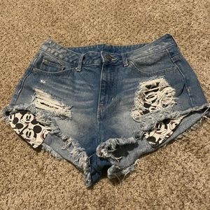 Distressed Mickey Mouse Jean Shorts